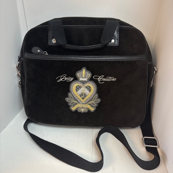 Juicy Couture Handbags - Vintage Y2K Juicy Couture Black Velour Laptop / Messenger Bag